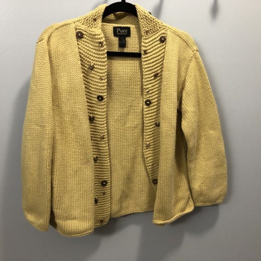 Yellow Pure handknit cardigan size M/L